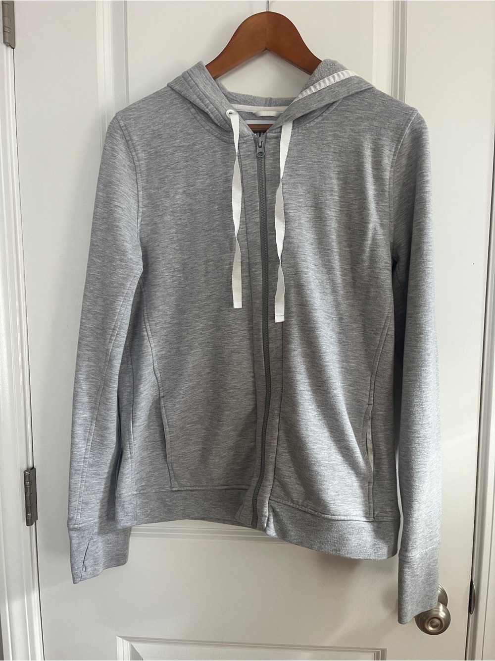 Victoria's Secret Gray Full-Zip Hoodie with White Drawstrings